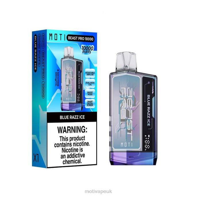 MOTI Box UK 202840 | MOTI Beast Pro Disposable Vape (5%, 10000 Puffs) Blue Razz Ice