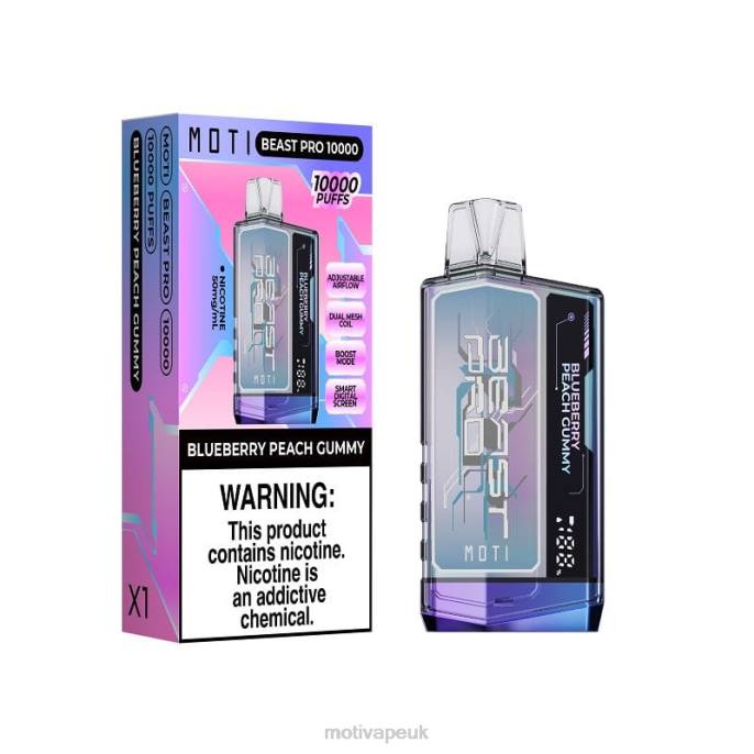 MOTI Vape Amazon 202839 | MOTI Beast Pro Disposable Vape (5%, 10000 Puffs) Blueberry Peach Gummy