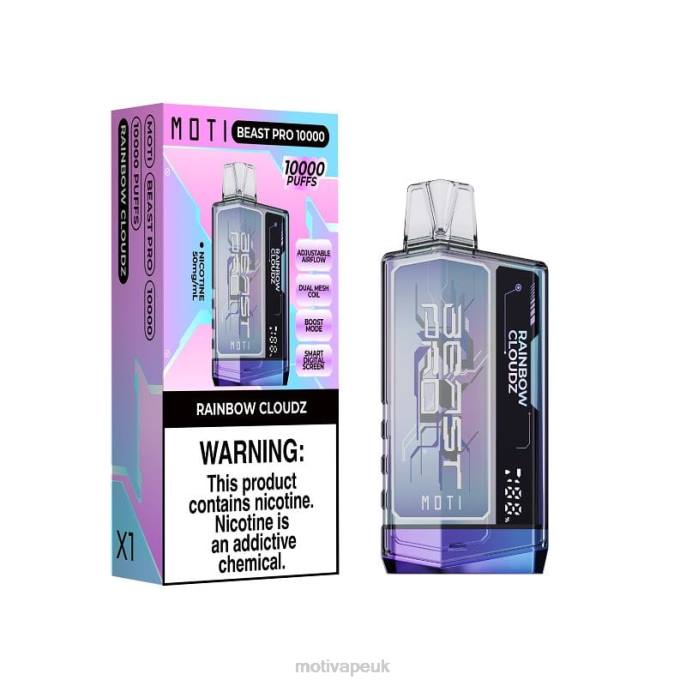MOTI Vape Amazon 202849 | MOTI Beast Pro Disposable Vape (5%, 10000 Puffs) Rainbow Cloudz