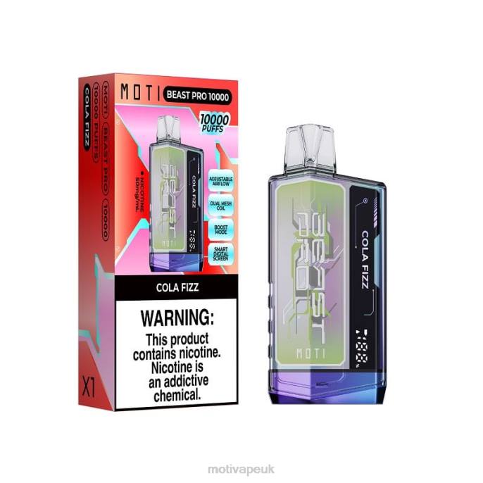 MOTI Vape London 202842 | MOTI Beast Pro Disposable Vape (5%, 10000 Puffs) Cola Fizz