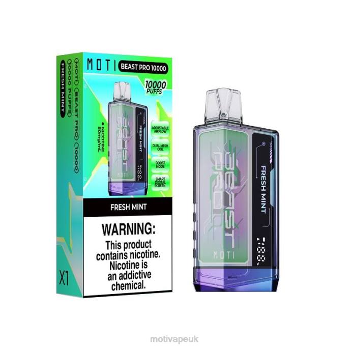 MOTI Vape Pods UK 202844 | MOTI Beast Pro Disposable Vape (5%, 10000 Puffs) Fresh Mint