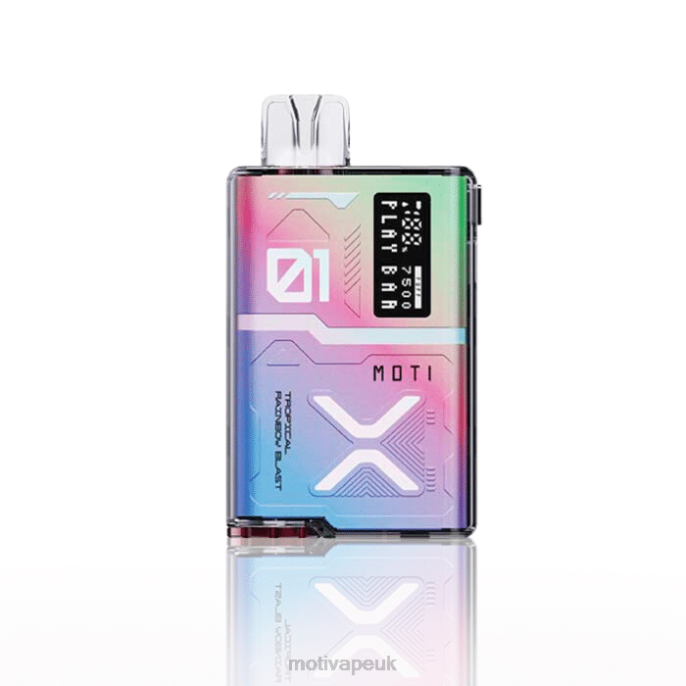 MOTI Vape Pods UK 202854 | MOTI Play Bar 7500 Disposable Vape (5%, 7500 Puffs) Tropical Rainbow Blast